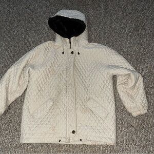 Metropolitan New York Quilted Cream Hooded Jacket coat size XS